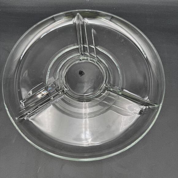 Vintage Pfaltzgraff Glass Chip and Dip Platter "Festivities" 12 7/8" Blown Glass - Picture 6 of 7